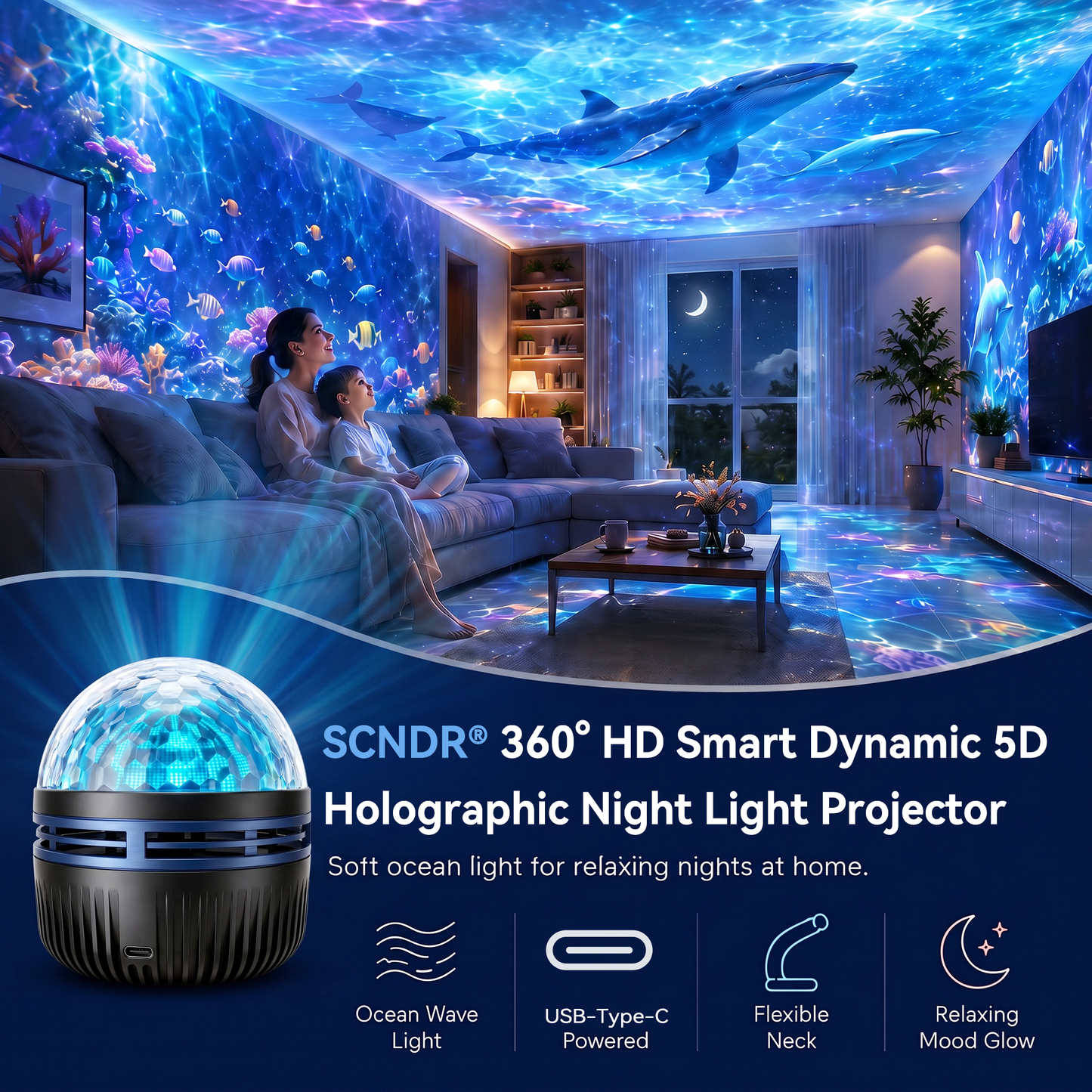 🦖🎁 Timilk® 360°スマートホログラフィック星空プロジェクター（HDダイナミック5D）