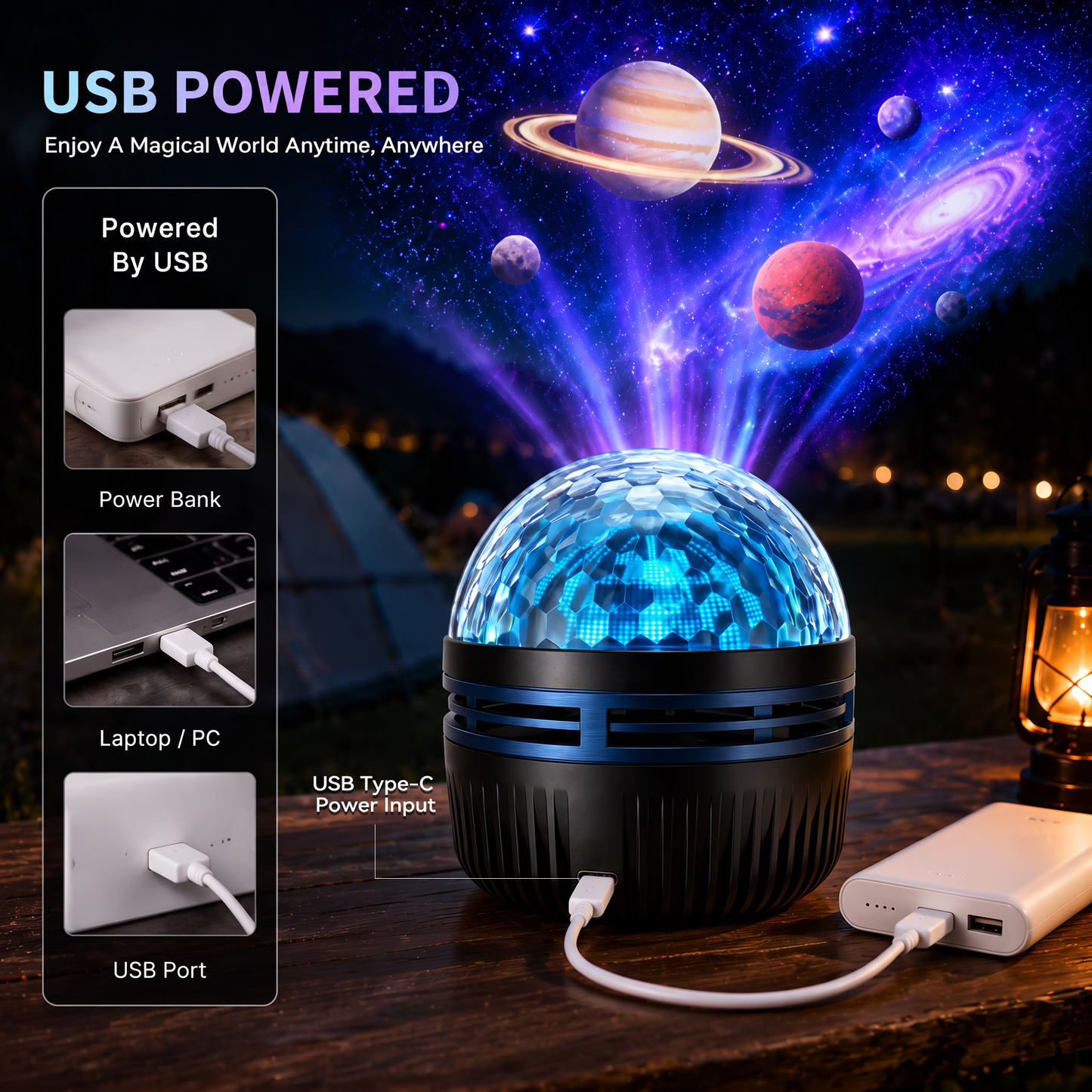 🦖🎁 Timilk® 360°スマートホログラフィック星空プロジェクター（HDダイナミック5D）